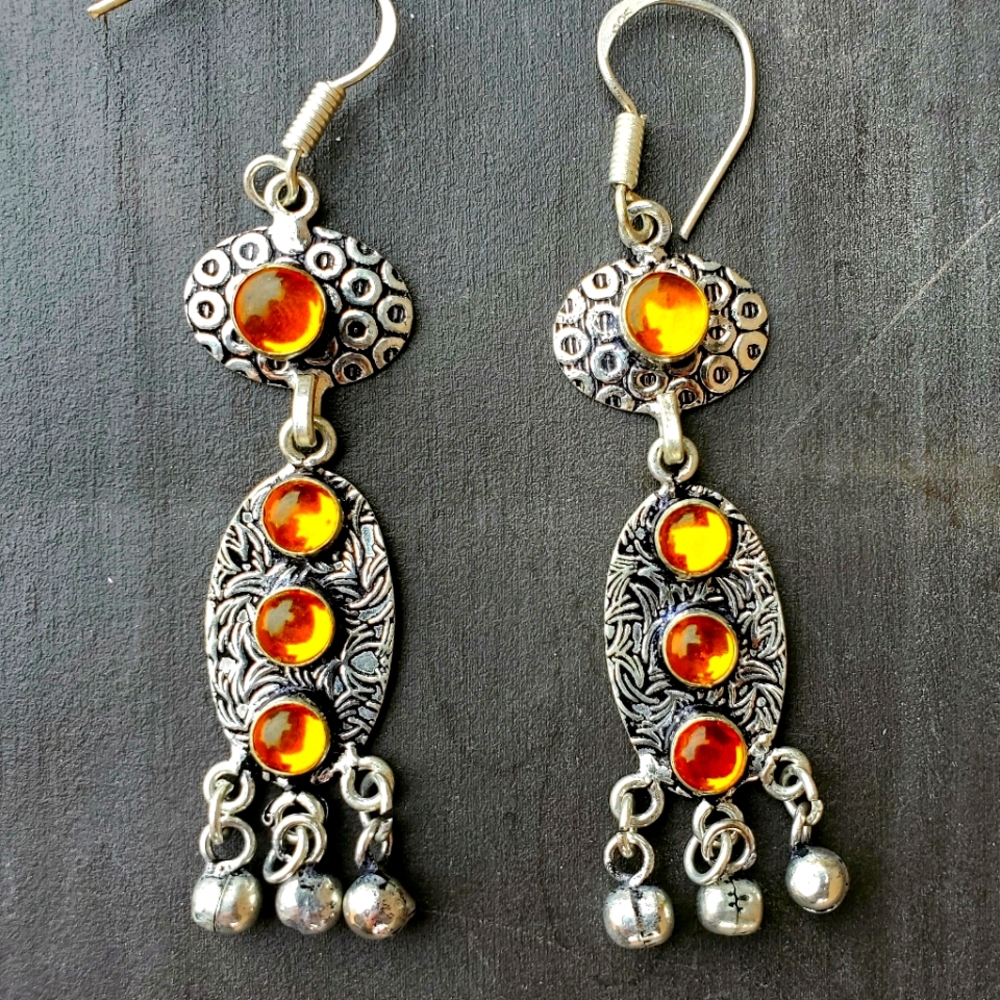 New Orange Mystic Topaz 925 Silver Earrings.